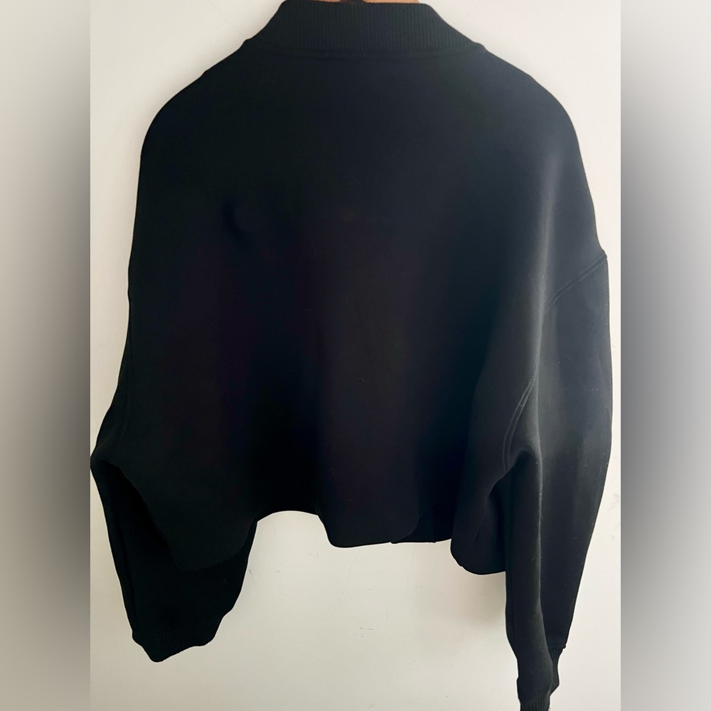 ZARA Black Cropped Varsity Jacket Size L – New - Picture 6 of 6